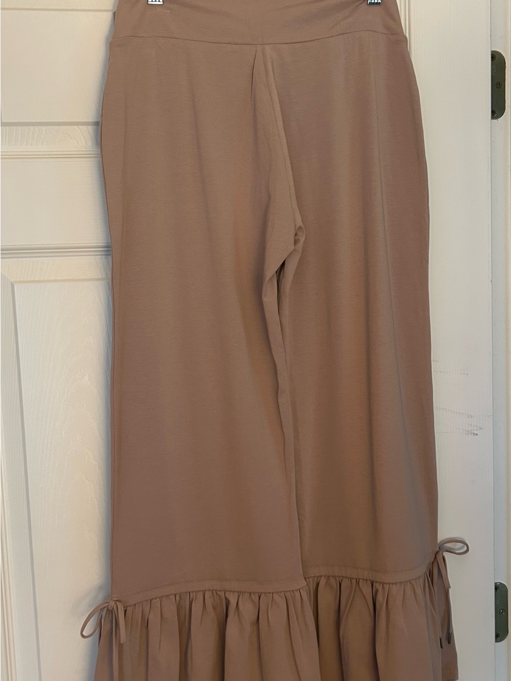 Matilda Jane Taupe Ruffle-Hem Wide Leg Pants.  Cropped - Picture 2 of 2